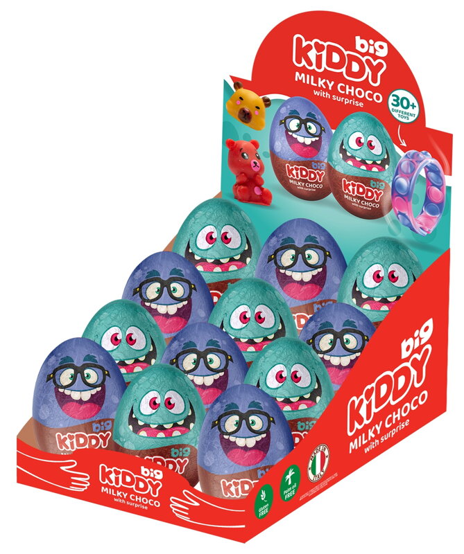 KIDDY BIG EGGS 110g cukrovinka s hračkou (Baleni:12ks 1ks=45Kč)
