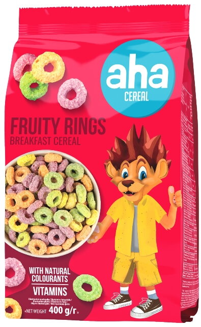 AHA CEREAL FRUITY RINGS 400g ovocné kroužky