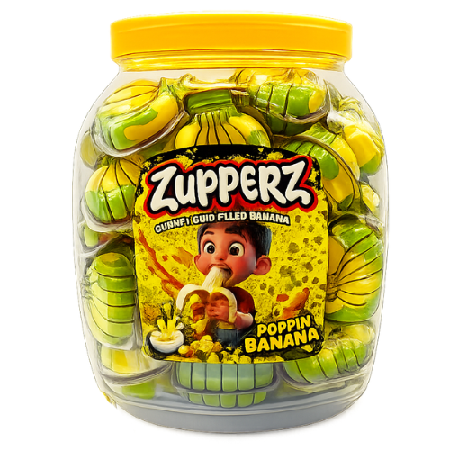 ZUPPERZ BANANA 18g želé s náplní (Balení:50ks 1ks=6,90Kč)